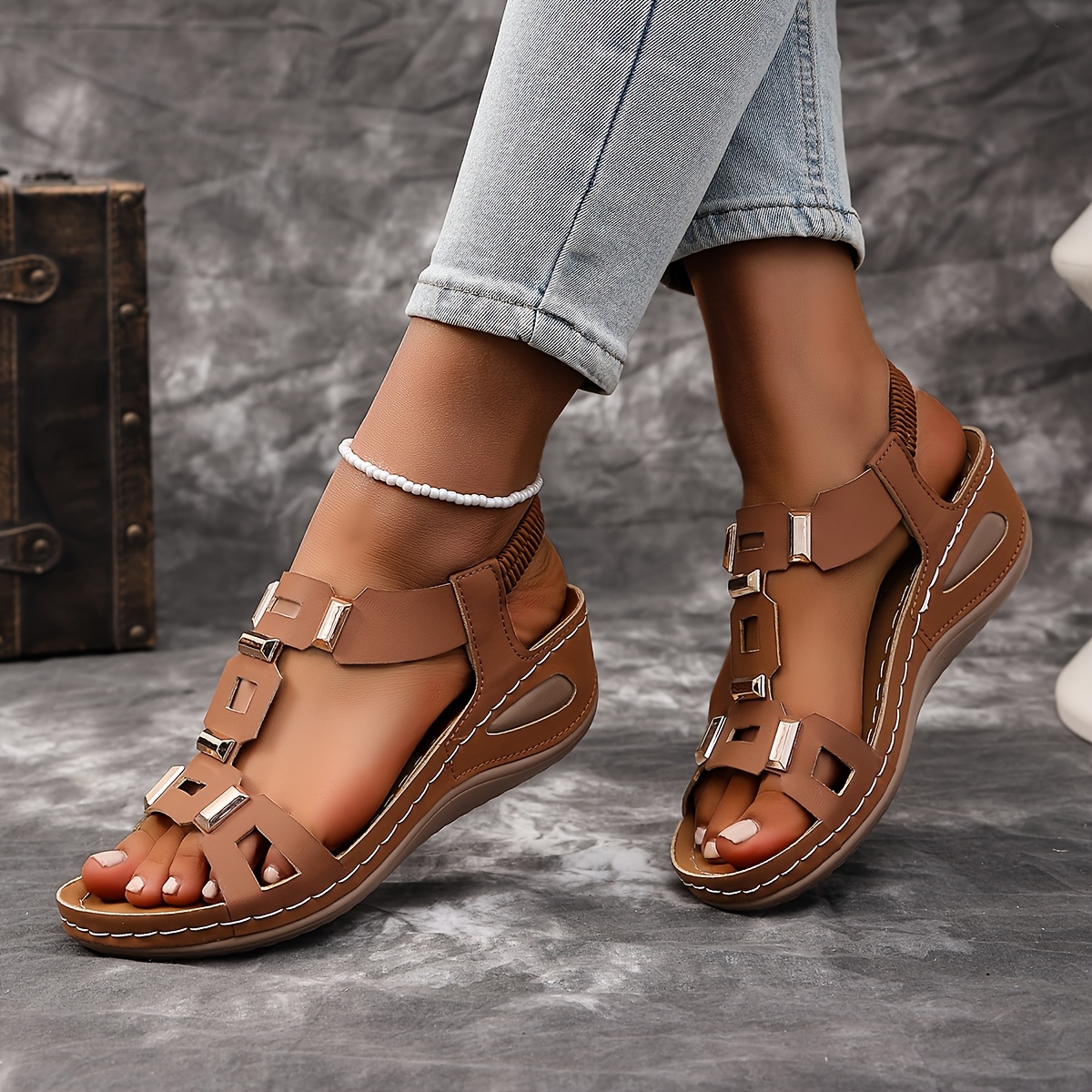 Fashionable Thick-Soled Open-Toe Sandals for Women, Breathable Platform Heel