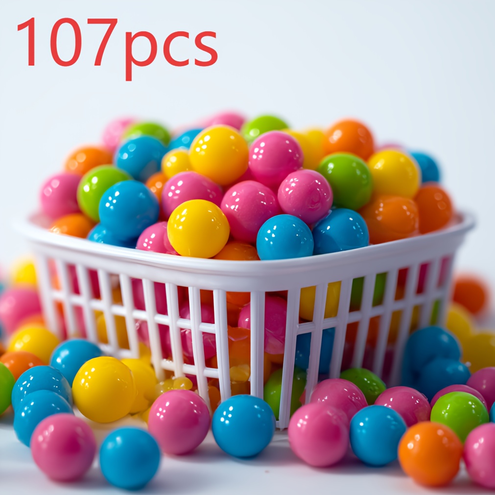Image of 107pcs Candy-colored Ocean Balls For Kids - Soft Plastic Spherical Toys, Assorted Vibrant Colors) - Water Play, , Design, Nontoxic Plastic, , Playtime Balls