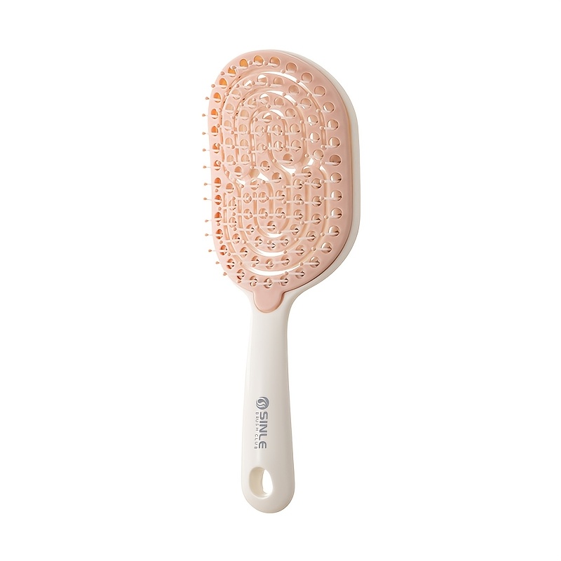 TEMU Sinle Women's Volumizing Hair Comb With Scalp Massager & Self-cleaning Detachable Brush - Hollow-out Crown Comb Suitable For Normal Hair, Nylon