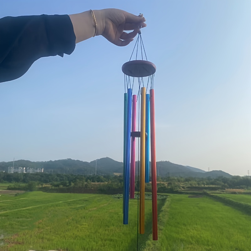 TEMU Solid Chimes Color 6 Aluminum Tube Big Wind Chimes Meditation Chord Birthday Gift Home Decor Pendants Outdoor Patio Retro Music Wind Chimes