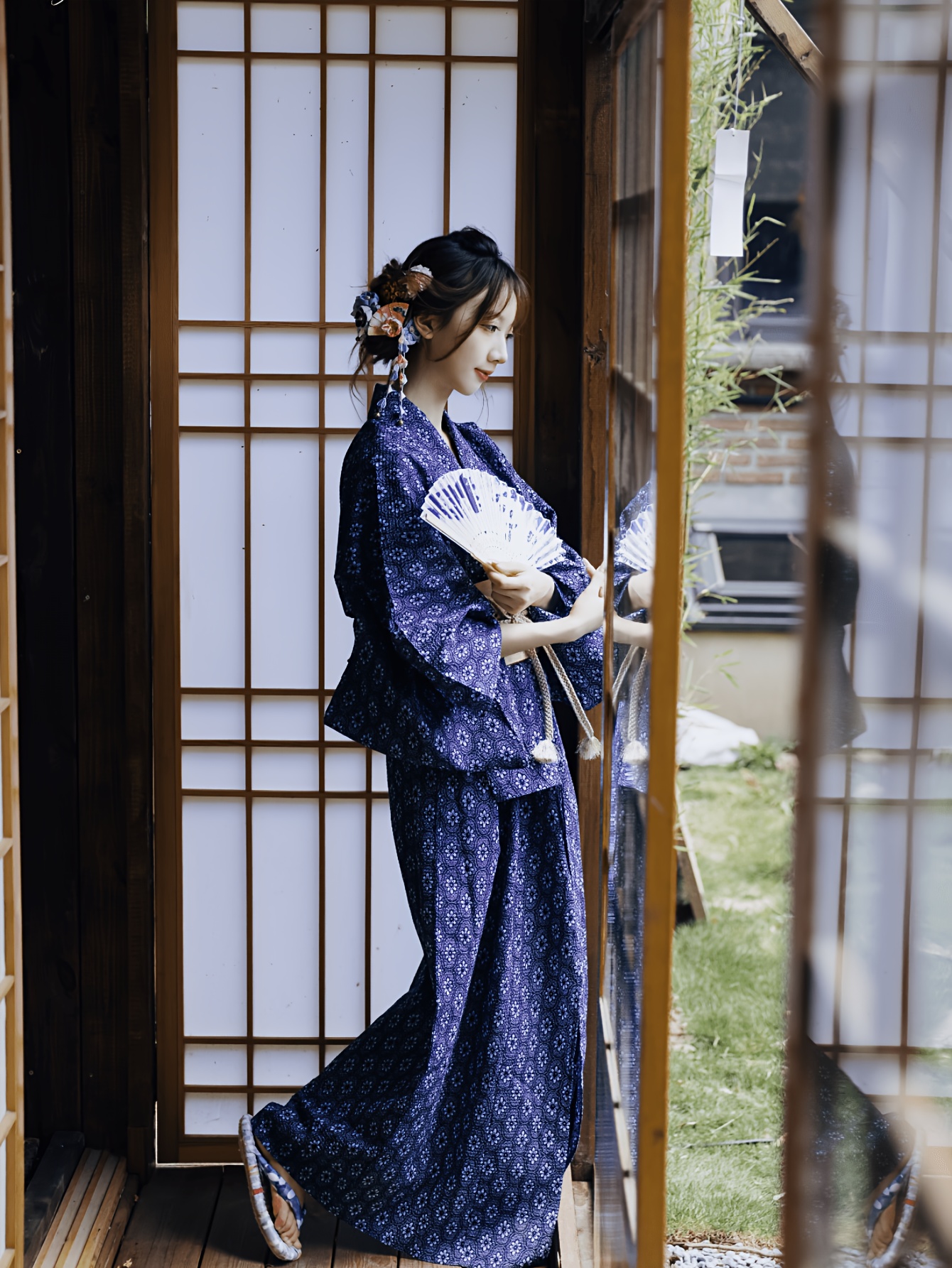 womens japanese kimono yukata small flowers