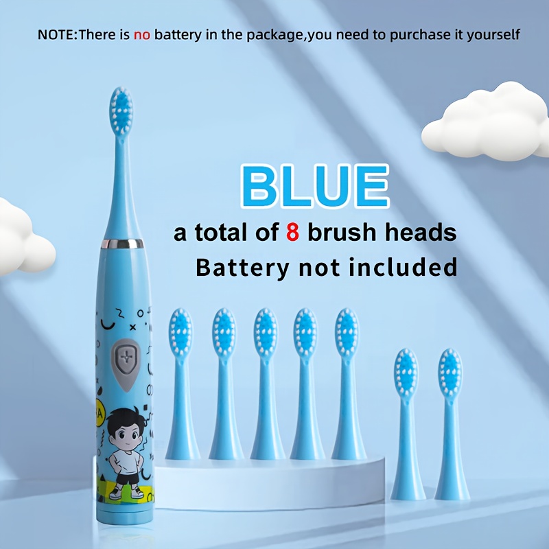 Image of And ' Electric Toothbrush With Sound Waves, Vibration, Soft Bristles, Gum Protection, 8-brush Head, Cartoon Handle, 3-14 Years Old Anti-moth Cleaning Toothbrush