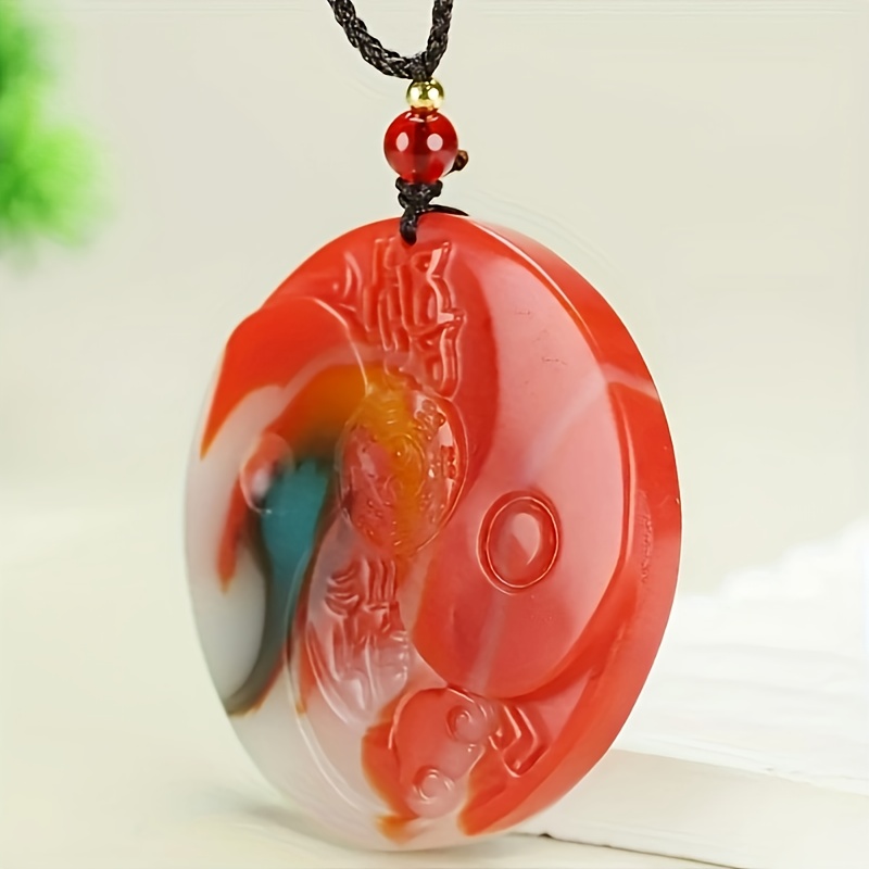 Natural Stone Pendant Necklace, Large Men's Style