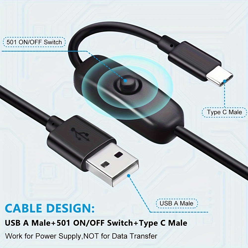 

Usb Charging Switch Cable, Usb A To Usb C, Usb Type C Fast Charge Cable With On/off Switch, Compatible With B, Usb Desk Lamp/fan, Led Strip String, /reboot