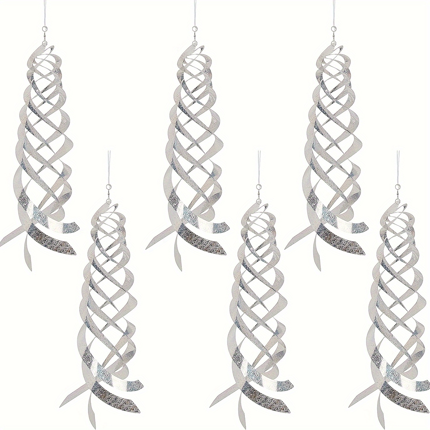 

6 Packs, Bird Repellent Spiral Reflectors Silver Mylar Spinner, Hanging Reflective Bird Deterrent Device, Garden Decorative Scare Birds Away, Like Woodpeckers, Pigeons And Geese, 6 Pack