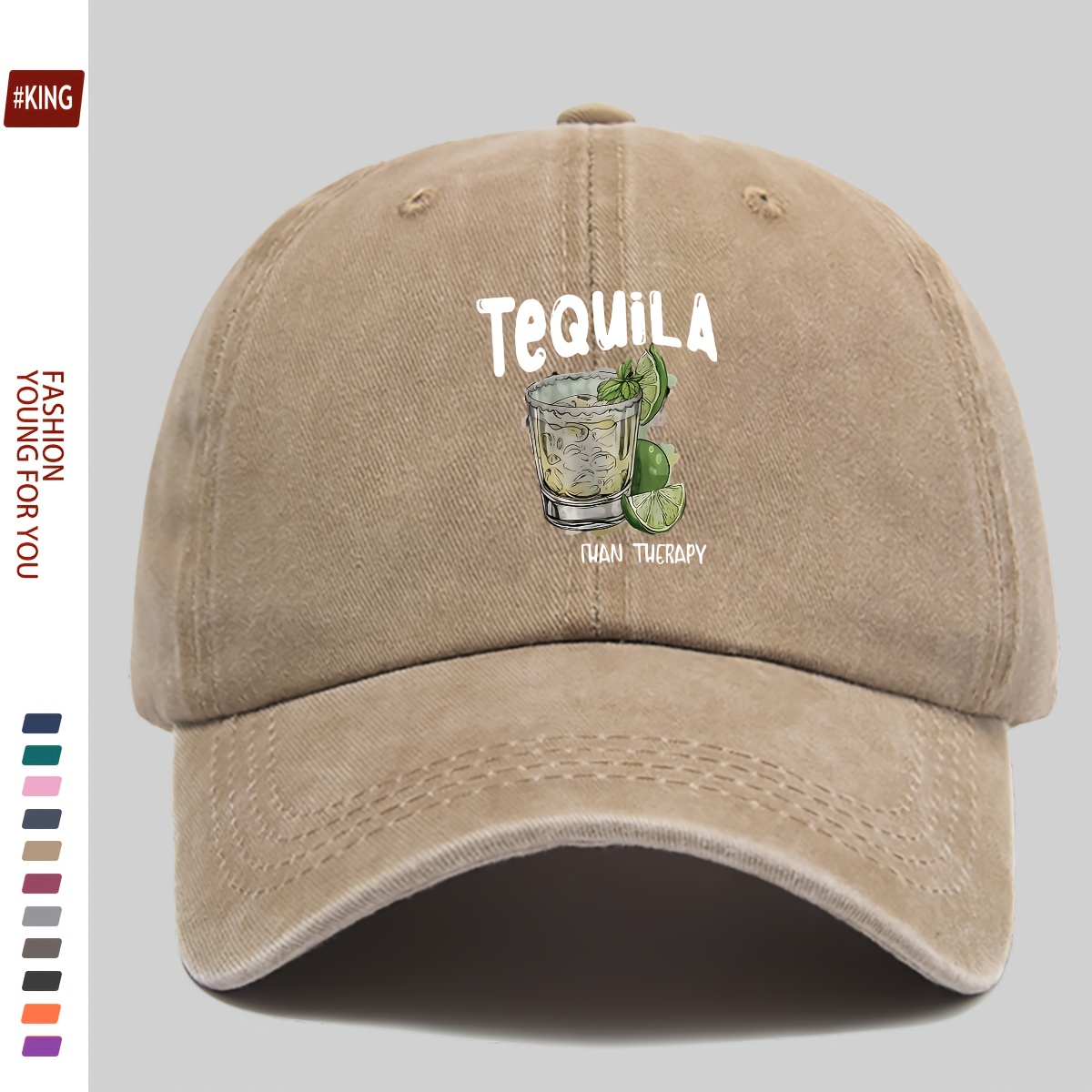 Lightweight Adjustable Baseball Cap with Tequila Cocktail Print
