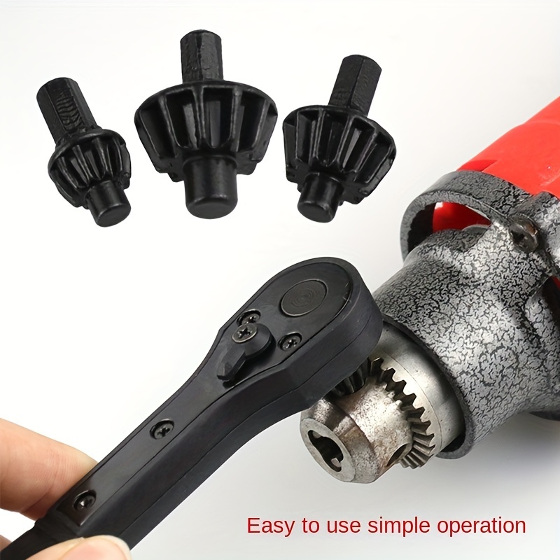 

Iron Quick Ratchet Wrench With Heads And 3 Gear Drill Chuck - Multi-, Positive And Negative Adjustment, Anti-slip Handle