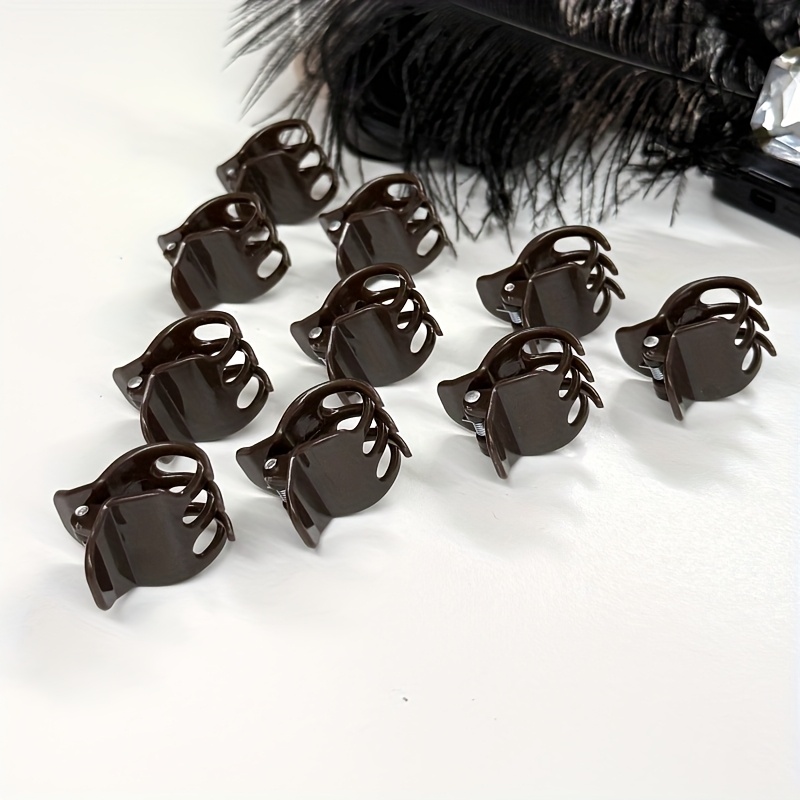 Image of 10 Elegant Small Square Hair Clips - Soft And Dark Tones For A Firm Fine Hair, Simple Women's Hair Accessories, Suitable For Updos And Casual Fashion Styles