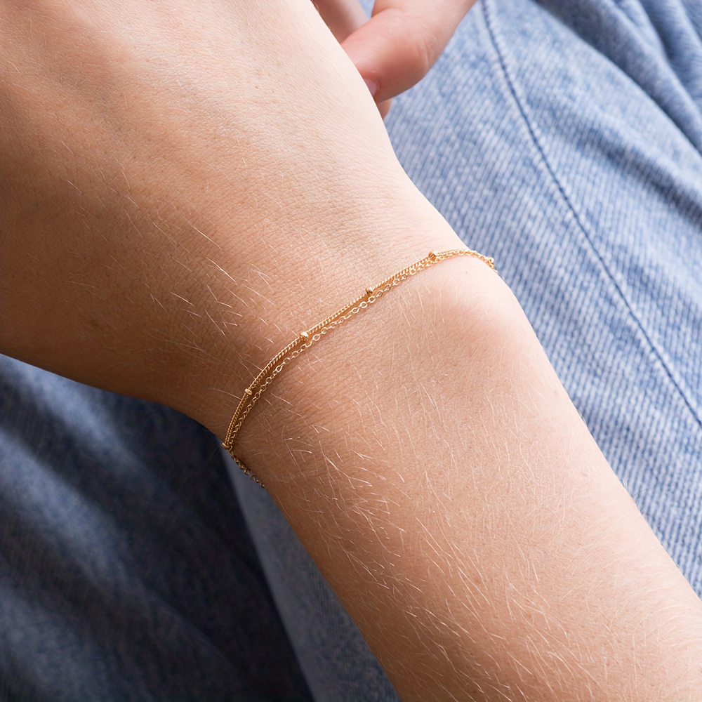 2pcs Women's Fashion Bracelet Set, Minimalist Double Layer