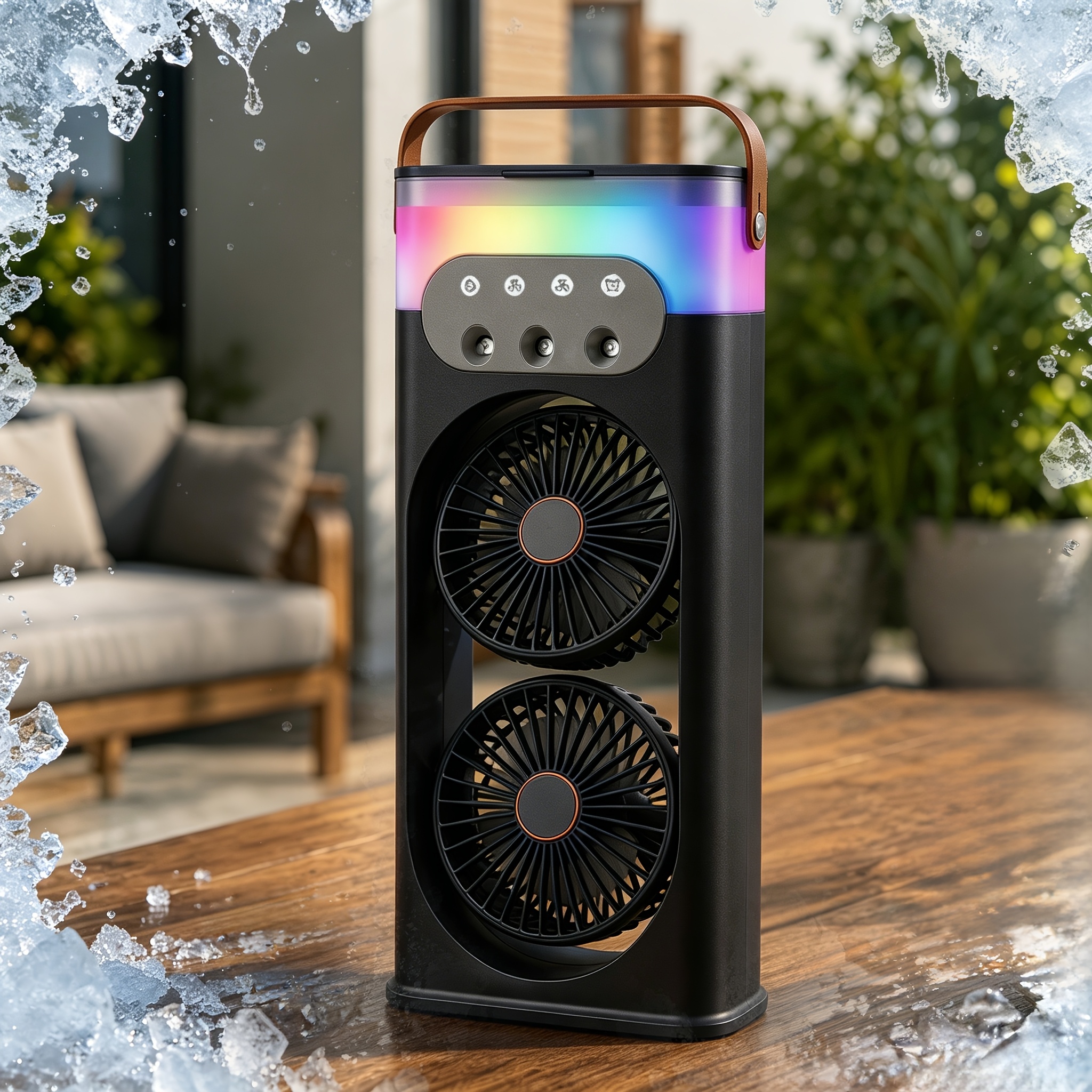 TEMU Portable Fan With 3 Adjustable Handheld Humidifying Air Cooler Quiet Powerful Desktop Fan With Night Light Ideal For Home Office Dorms And For