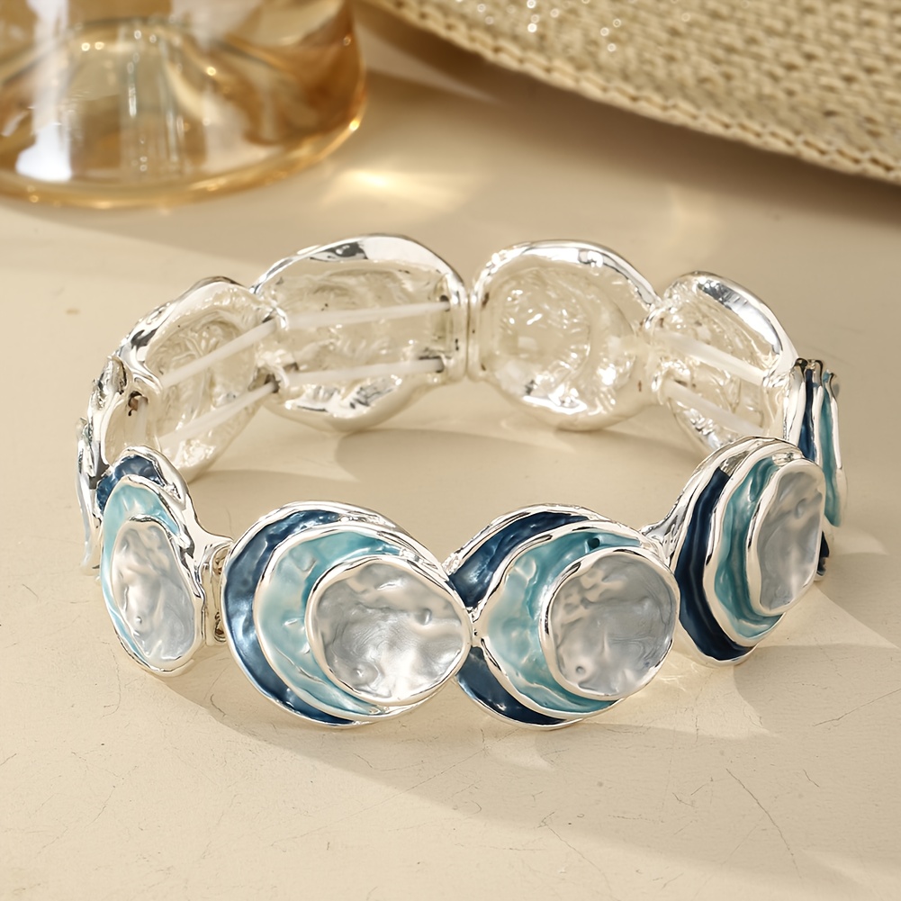 E-shop Modisches exquisites böhmisches Damenarmband mit drei Schichten aus Zinklegierung mit dünner Beschichtung tiefblauem Emaille, französischer