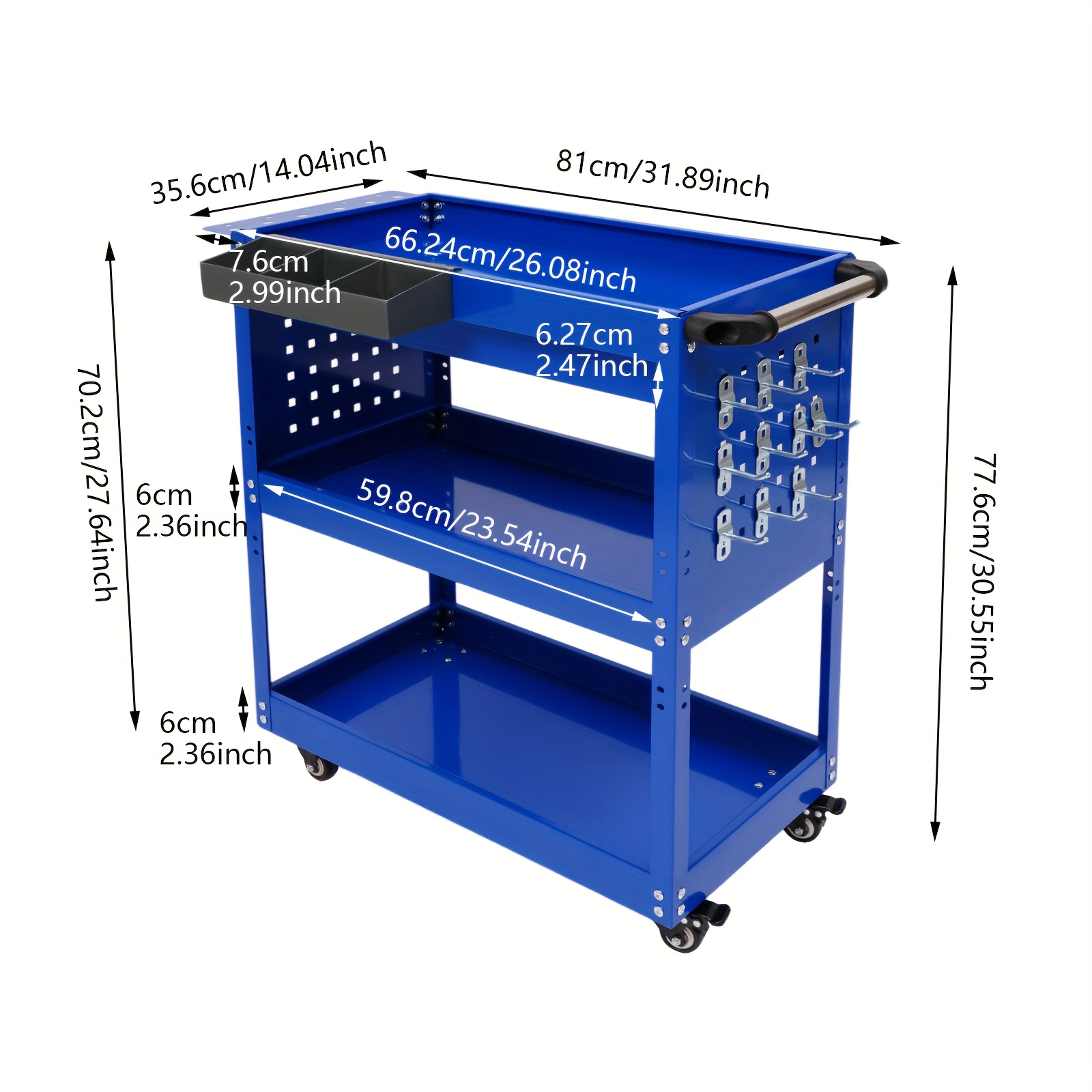 3 Tier Rolling Tool Cart On Wheels, Heavy Duty Service Cart Industrial Utility Cart with Drawer And Screwdriver Rack Pegboard, 249.48 KG Mobile Tool Storage Organizer for Garage, Workshop (Blue), Truck Tool Box, Tool Boxes On Wheels, Tool Box On Wheels, Garage Storage, Workshop Organization, Pegboard Organizer,  , Reinforced Frame, Sturdy Wheels, Screwdriver Holder, Industrial Workers, DIY Enthusiasts