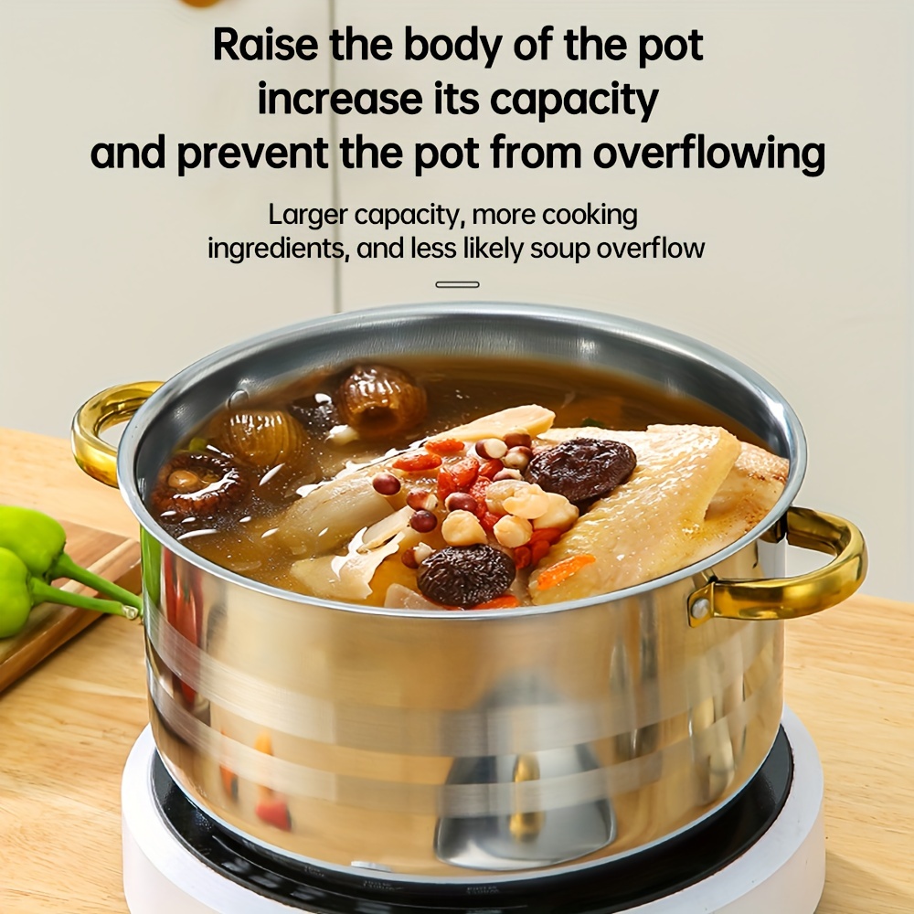 10pcs stainless steel pot set specifications are 18 20 22 24 26cm stainless steel cooking pot 5 pots 5 lids stainless steel double handle with lid deep soup pot for home and suitable for soup hot pasta details 2