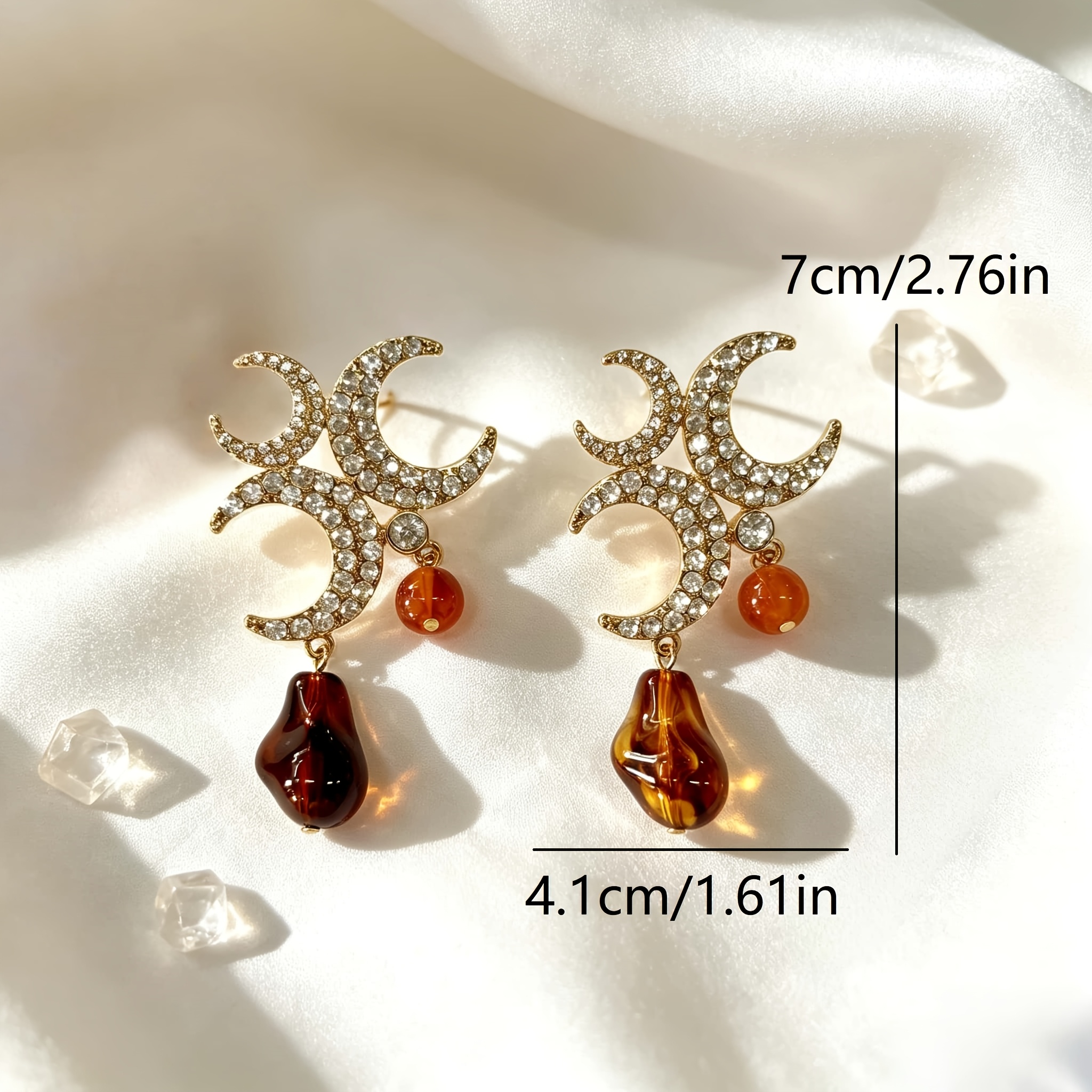 Women's Rhinestone Imitation Moon Shape Patchwork Earrings