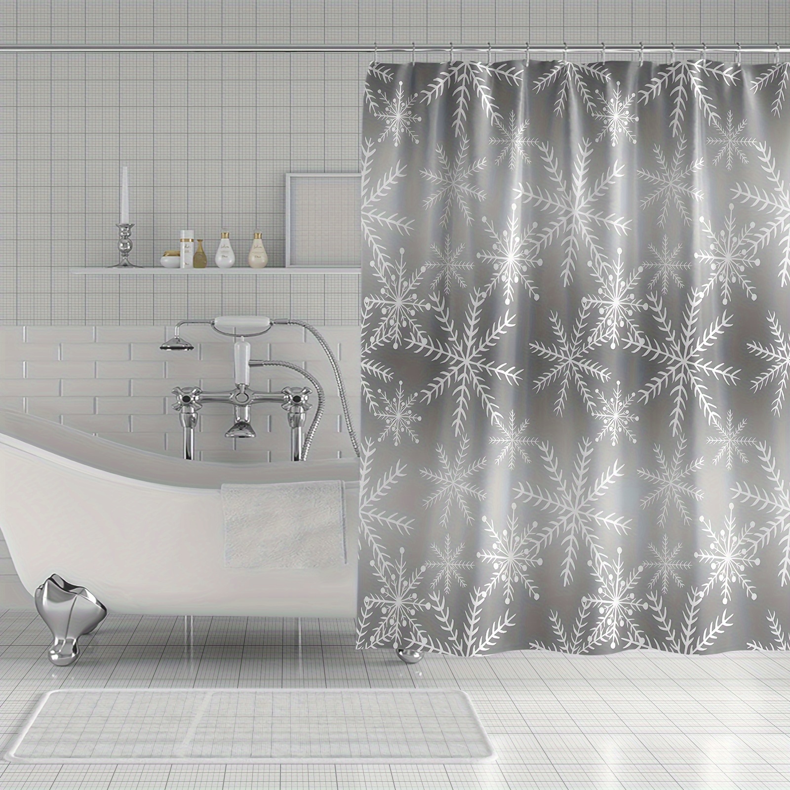 

Silvery Shower Curtain - Moisture-, Multifunctional Bathroom Decor