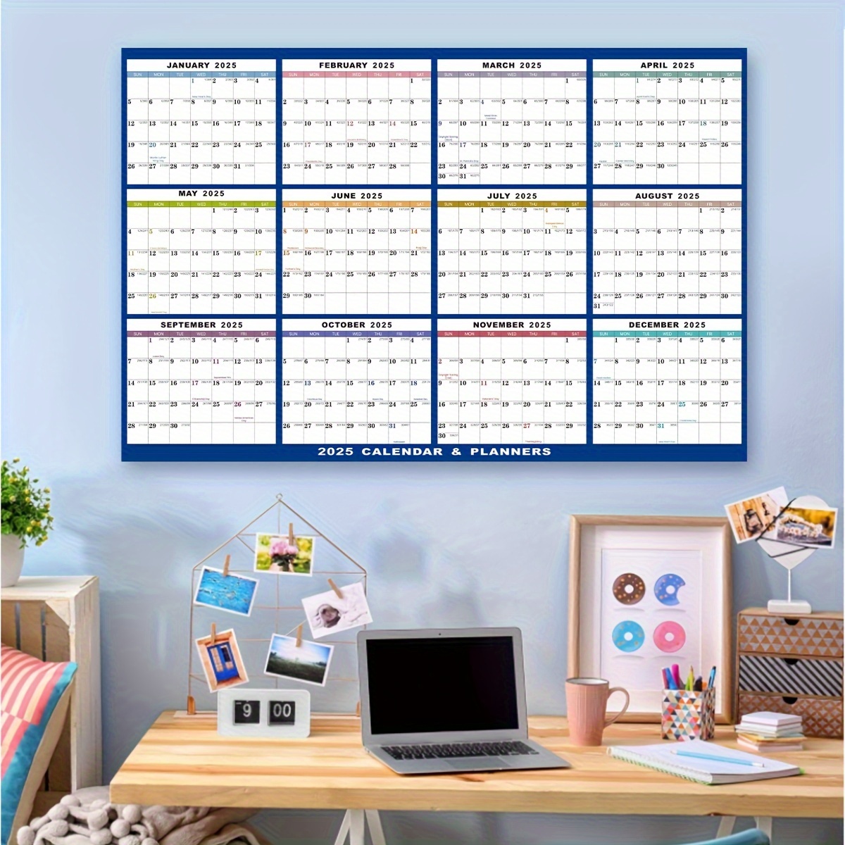 

2025 Dual-sided Erasable Wall Calendar - Foldable, Adhesive English Version For Use