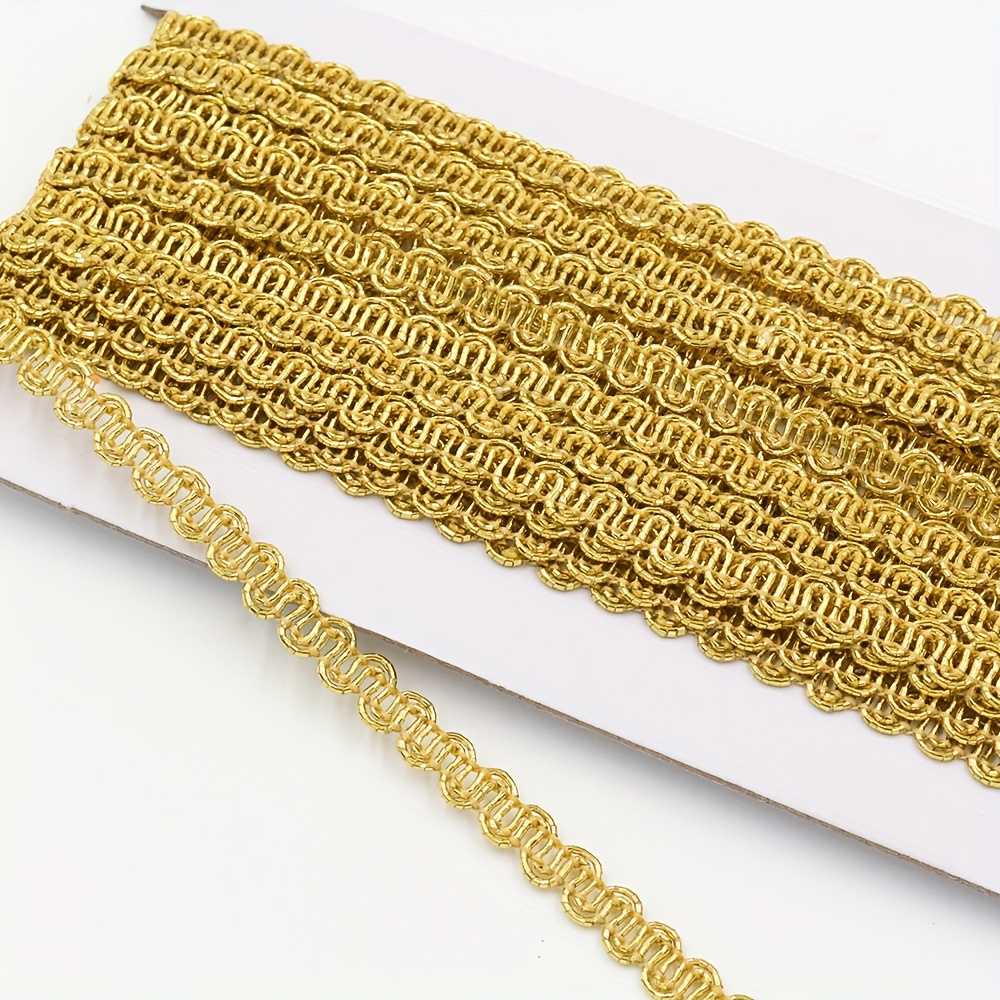 Image of 10-yard Roll, 6mm Wide Golden And Silvery Wavy Small Lace Trim, Handmade Diy Crafts, Clothing, Window Curtains, Women's Clothing Decorative Accessories