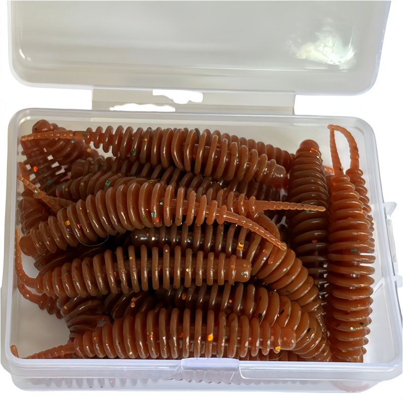E-shop 30 Superweiche Fintail Nematoden-Köder – Kunststoffbox-Verpackung, geeignet für Süßwasserbarsch und Forellenangeln, realistische Wurmförme,