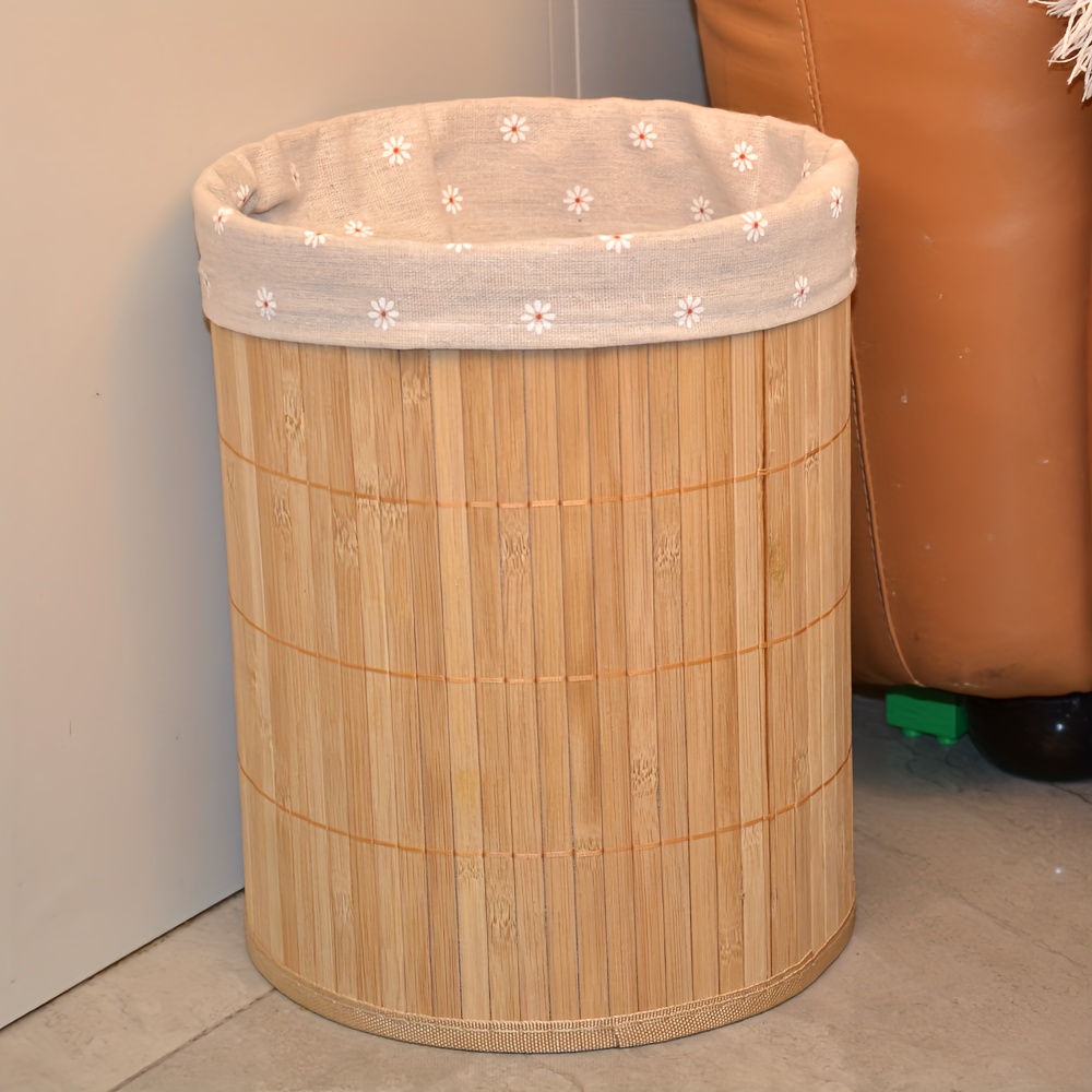1pc   trash can bamboo woven trash can high end looking trash can minimalist trash can household items office supplies large capacity trash can home furnishings festival gifts dirty clothes basket storage basket Product details 4