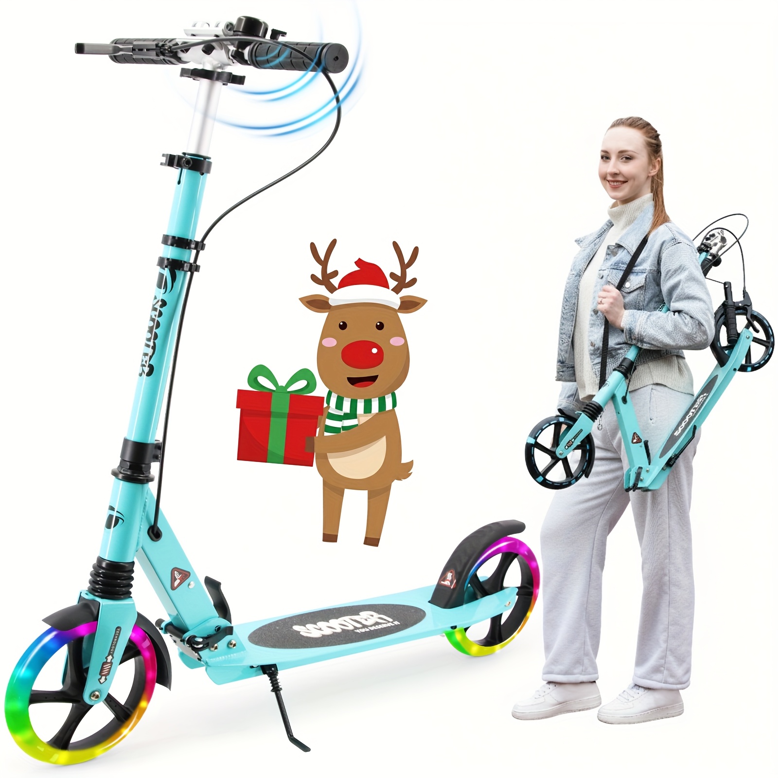 E-shop TENBOOM Erwachsenen-Klappbarer Hochsicherheits-Roller mit Handbremse, Stoßdämpfung Schultergurt