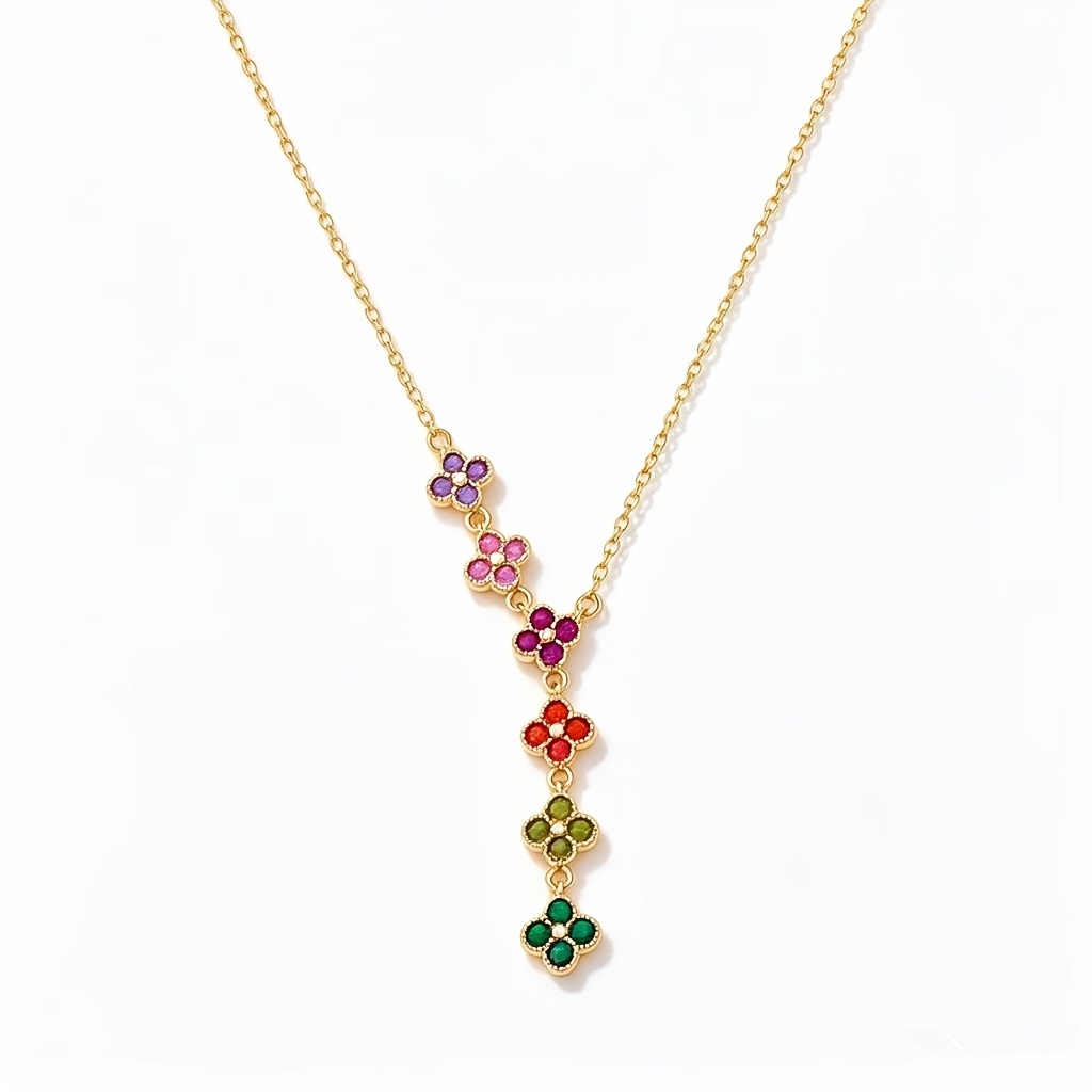 TEMU 1pc Rhinestone Women' Steel Y-shaped Necklace With Clover Tassel Pendant, 18k Gold-plated Fashion Jewelry, Valentine's Day, Christmas Gift, Gift