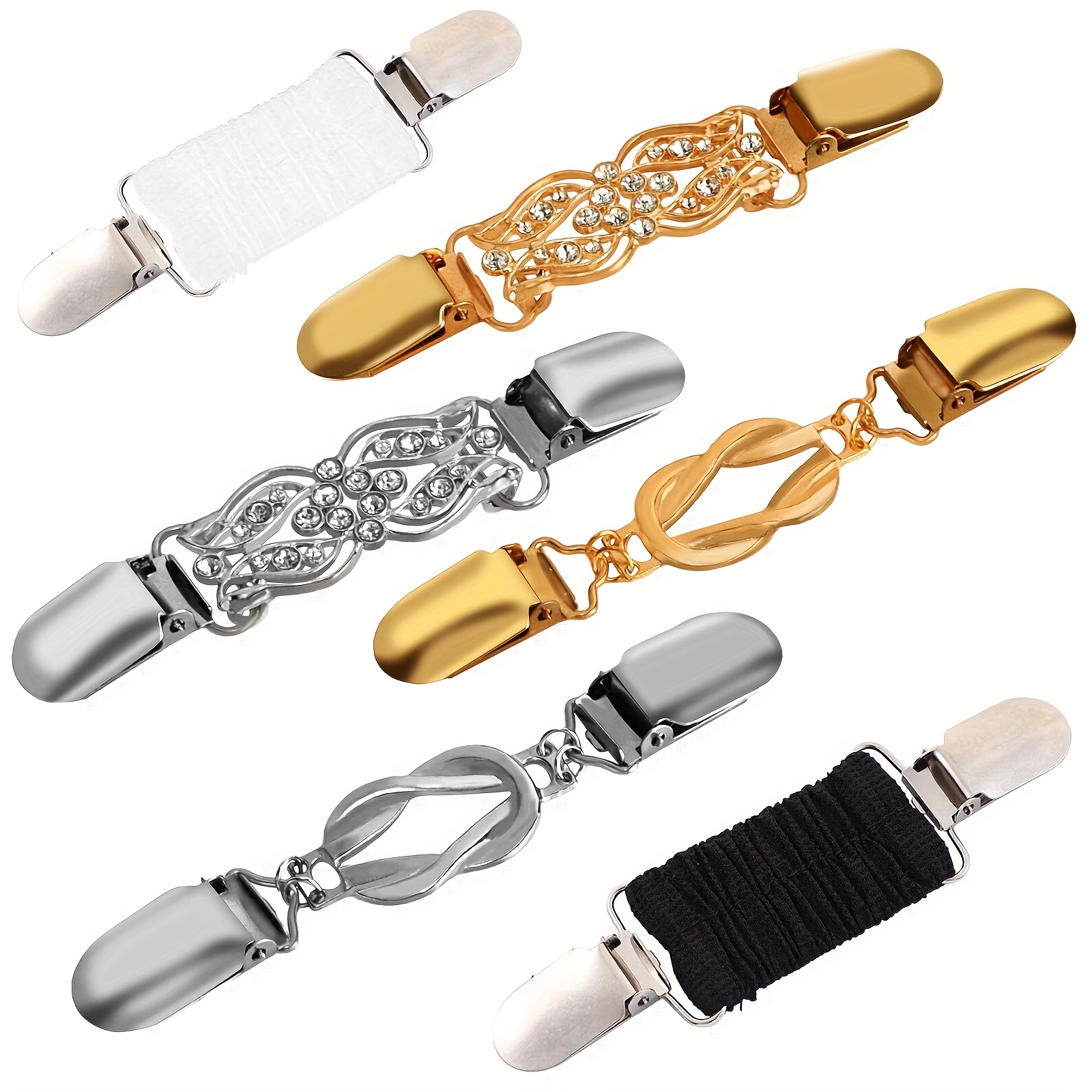 6pcs Women's Cinch Clip And Pin Set, Vintage Sweater Shirt Fastening Pins For Clothing, Clothes Pins