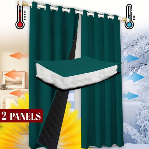 2-panel winter gesteppte thermische isolationsvorhänge, warme schalldichte winddichte kälteschutzvorhänge, moderne heimdekoration türvorhänge, verdickte fenstertrennvorhänge