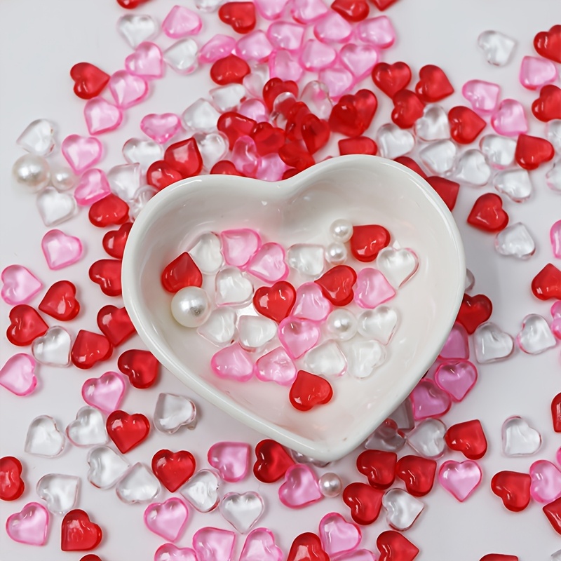 

250/500pcs 10*10mm Acrylic Heart Gems For Valentine's Day Christmas New Year Wedding Decoration Multi-styles