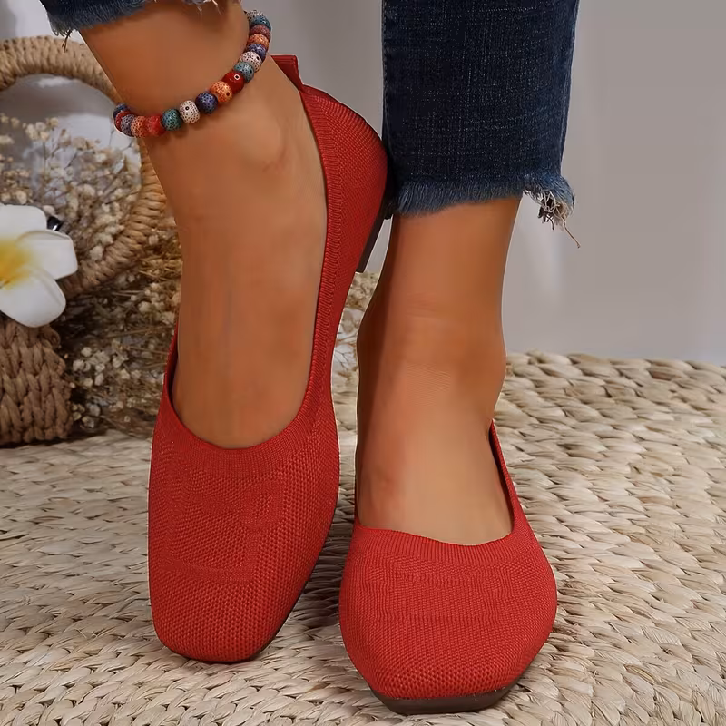 Womens Slip Ballet Flats Toe Breathable Low Heel