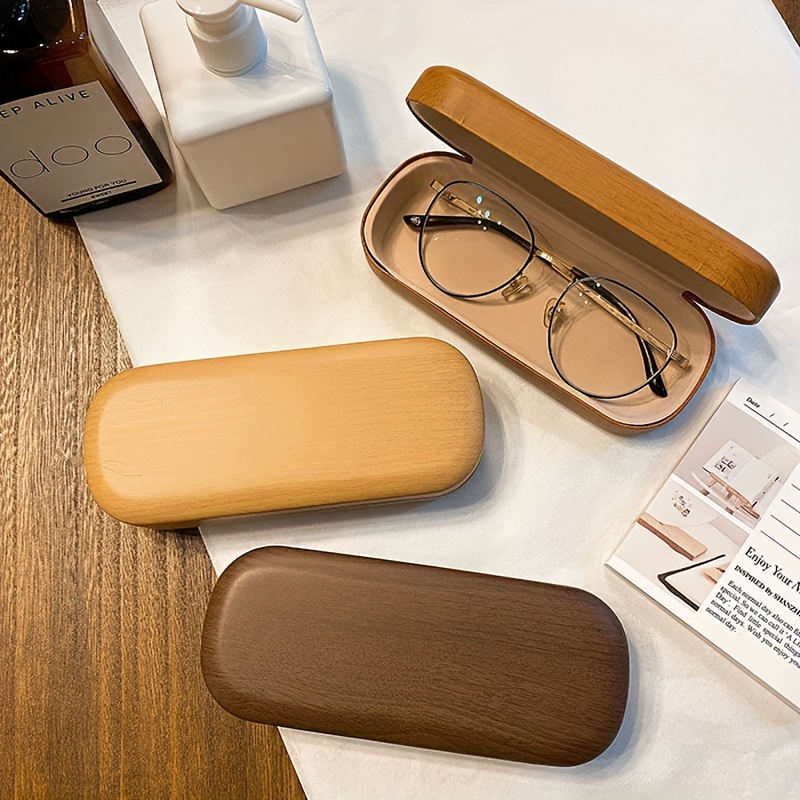 

Portable Literary Retro-style Wood Grain Glasses Case, Anti-pressure, Anti-fall, Suitable For Male And Female Students, Simple, Elegant
