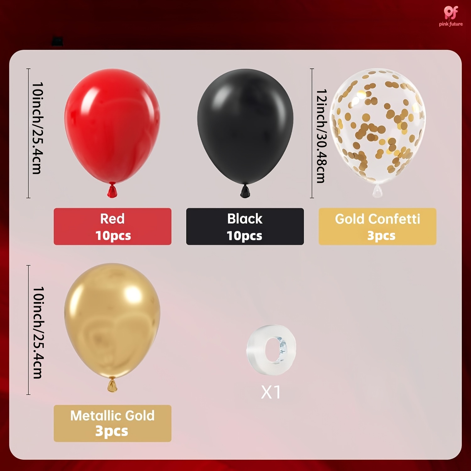 TEMU 27pcs Black Red Metallic Balloons Including 1pc Suitable For Birthday, Graduation Ceremony, Retirement Anniversary, Wedding, Bridal Shower,
