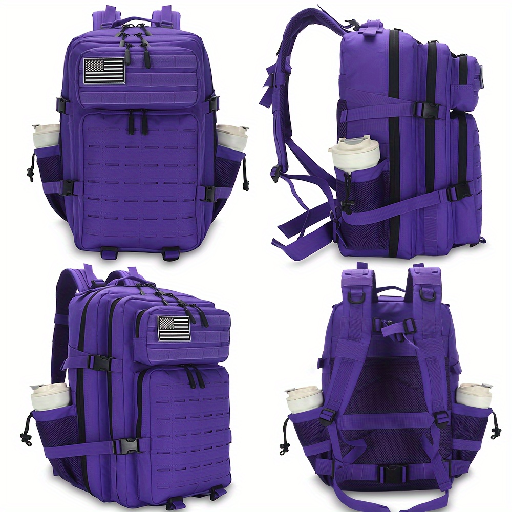 

45l Purple Backpack, 3 Day , Cherry Pattern Large Bug Out Bag, Rucksack And Daypack For Men Woman, For Outdoor Hiking Camping