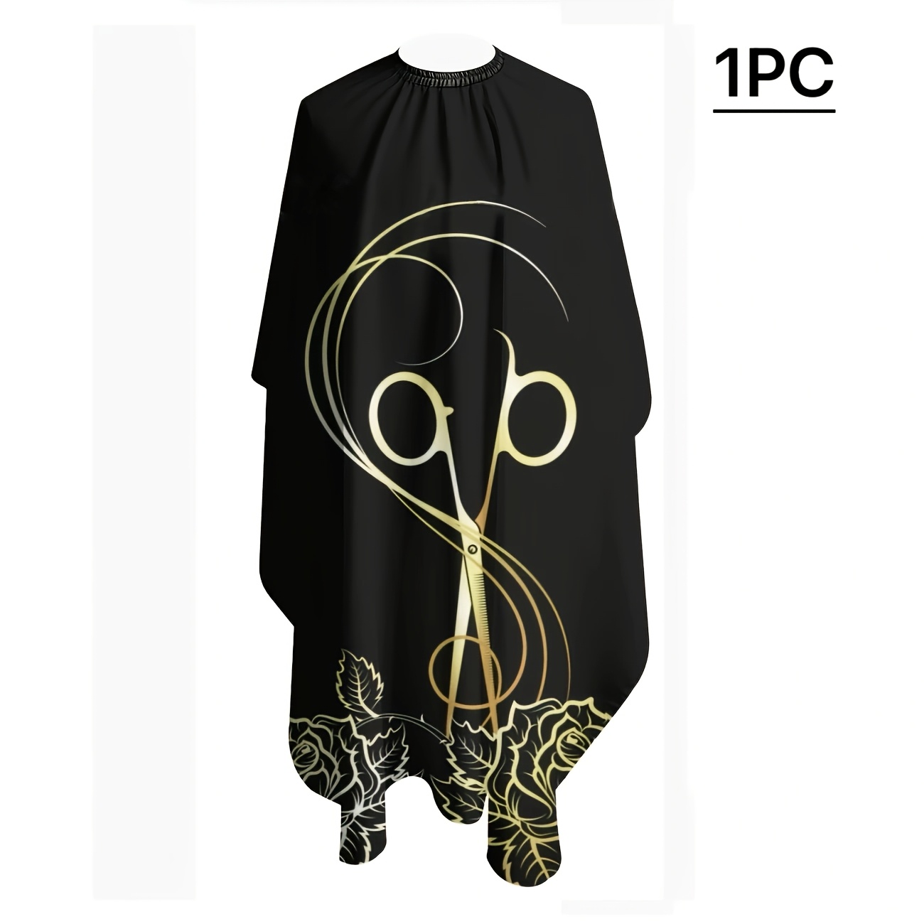 Image of 1pc- Black And Rose Hairdressing Cape, Fully Wrapped Hairdressing Apron, Breathable, Non-sticking, Sturdy, Durable, And Easy To Clean, Designed Specifically For Hair Salons
