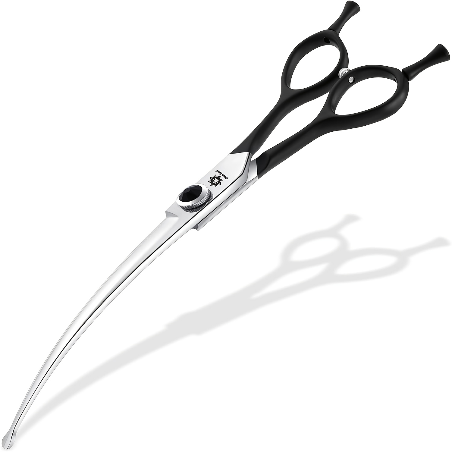 Image of 8 Inch Professional Curved Dog Scissors With Ergonomic Handle 440c Stainless Steel Safety Fur Scissors For Dogs Cats Cutting Black