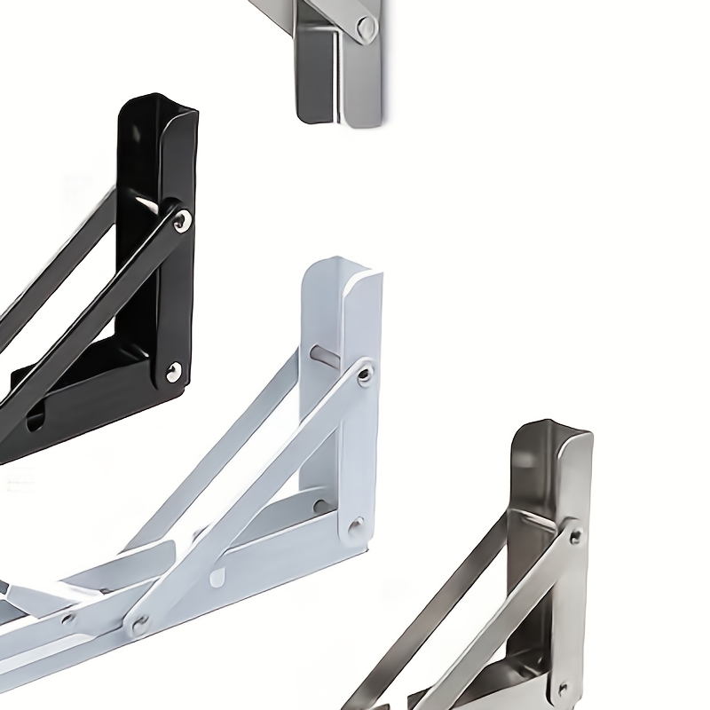 TEMU 2pcs Heavy Duty Iron Folding Shelf Brackets - Collapsible Space-saving Wall-mounted Support Brackets For Tables, Benches, Shelves - Includes Installation Screws, & Garage Organization