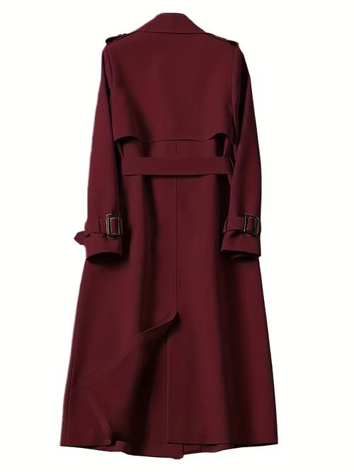 neuer herbst-winter-mode-eleganter einfarbiger freizeit-trenchcoat für damen, knielang im britischen stil, ins-outfit mit koreanischer atmosphäre, zweireihig, für den arbeitsweg, intellektuelle eleganz, klassisch vielseitig, hochwertig anspruchsvoll, mit stoff