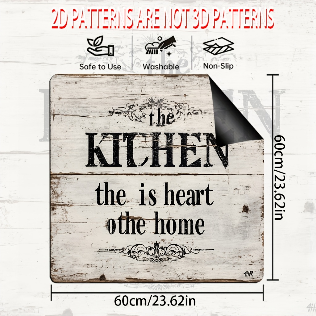 TEMU 1pc, 2d Flat Printing Stove Protection Pad, Stove Top Protector Cover, Heart Shaped Pattern, Coffee Mat For Countertop For Multipurpose Oven,