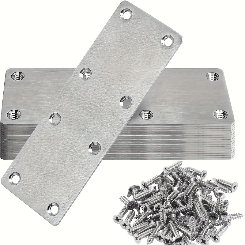 E-shop 54-teiliges Set, inklusive 6 robusten, flachen Reparaturplatten, flachen Eckwinkel-Befestigungen, Befestigungsstiften und 48 Schrauben, geeignet