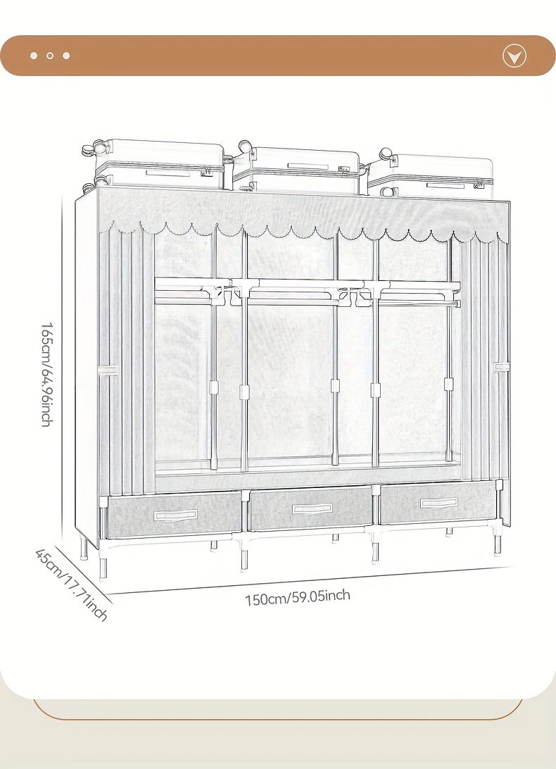 sturdy   wardrobe with sliding curtain modern space saving design for bedroom dorm storage portable closets details 3