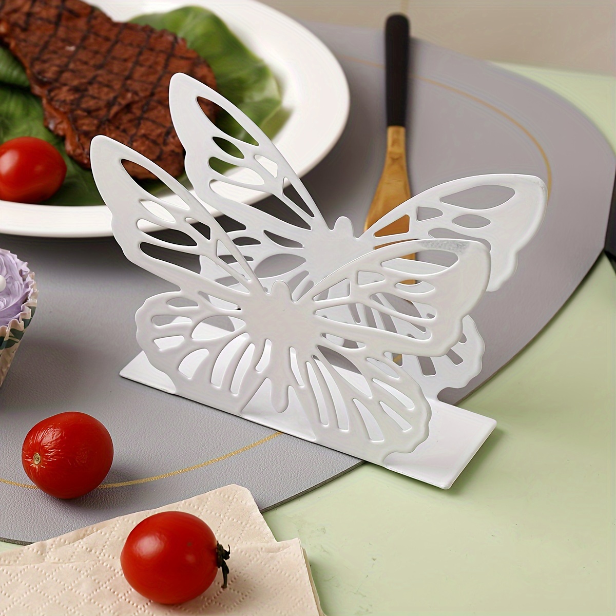 1pc tissue dispenser butterfly shaped design napkin holder metal napkin rack for kitchen countertop dining table table decoration home decoration details 9