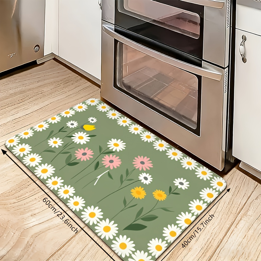 TEMU 2d Flat Printing Flower, Home Decor, Set, Suitable For Kitchen And Bathroom, Soft Thickened Indoor Entrance Carpet, Easy To Clean, Long Runner