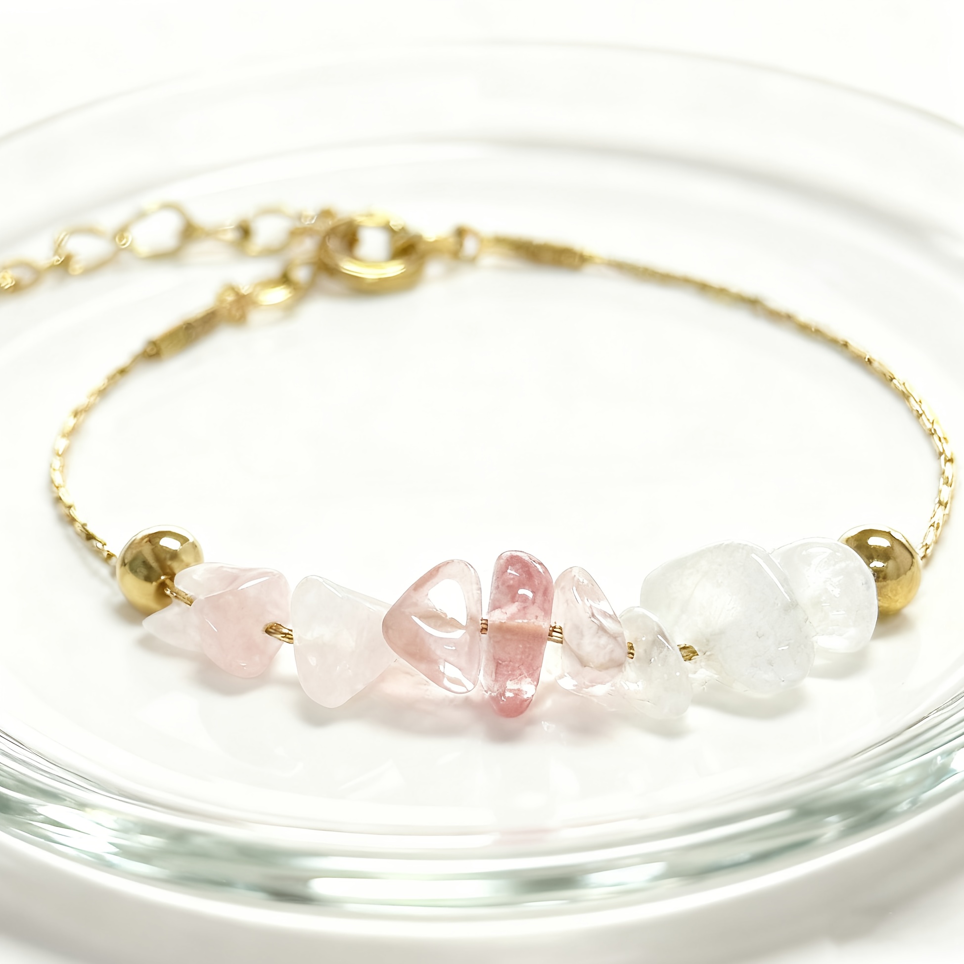 TEMU 1pc Bracelet Made Of Spodumene/strawberry Quartz/, Hormone Natural Stone Bracelet Suitable For Valentine's Day, Birthday, Thanksgiving Day, And