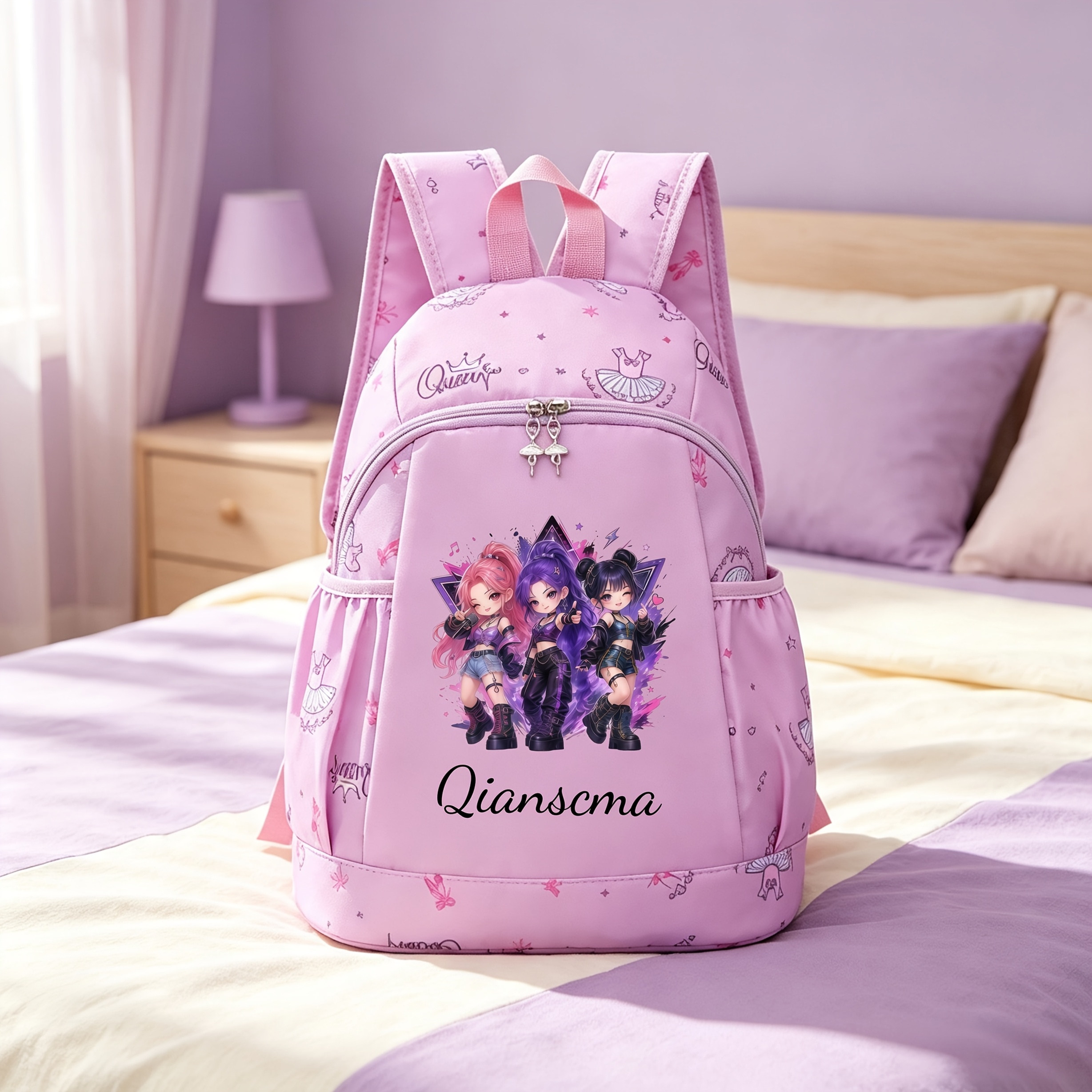 TEMU Back-to-school Backpack, Customizable Name And Number, Personalized Fashionable Cute Cool Girl Casual Backpack, 3 Colors . Custom Name Adds