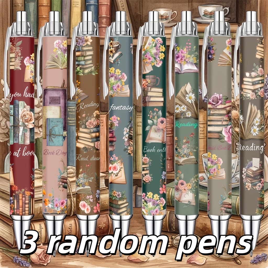 TEMU Lot de 3 stylos pour amoureux des livres, cadeau en gros sur le thème de la lecture, pour passionnés de livres, cadeau de de lecture pour