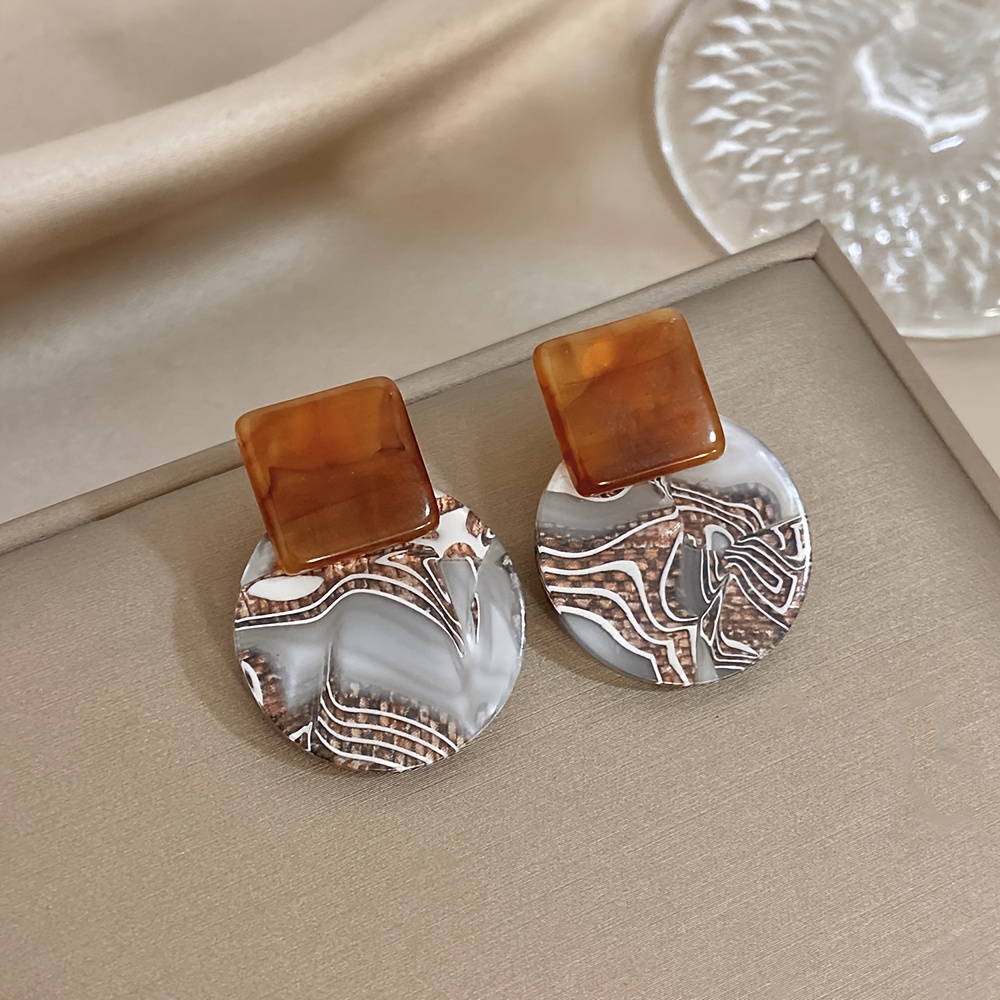 E-shop 2er-Set Damen Vintage Ohrstecker, modische böhmische Retro-Ohrringe, runde Ohrringe für Damen, kreative geometrische Retro-Ohrringe,