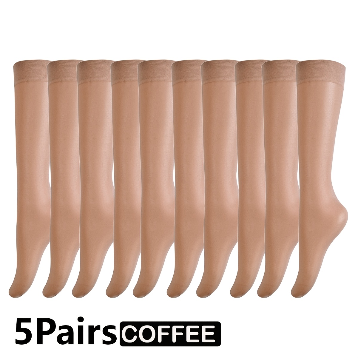 5 Pairs Plus Size Casual Calf Socks, Women' And Breathable Sheer Stretchy Knee High Socks