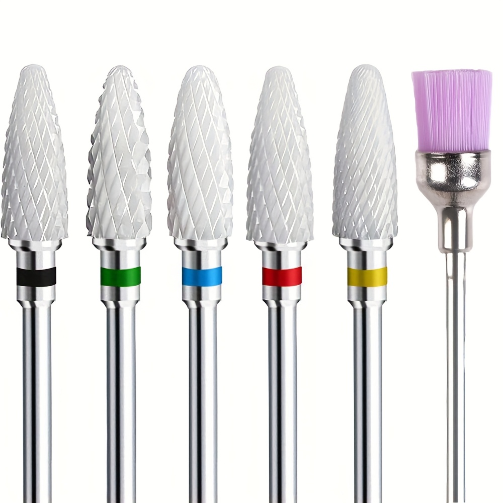 Image of 6pcs Nail Drill, Nail Polish Cleaning Brush, Gel Removal, Suitable For Nails, Electric Nail File, Precision , Long-lasting And Durable