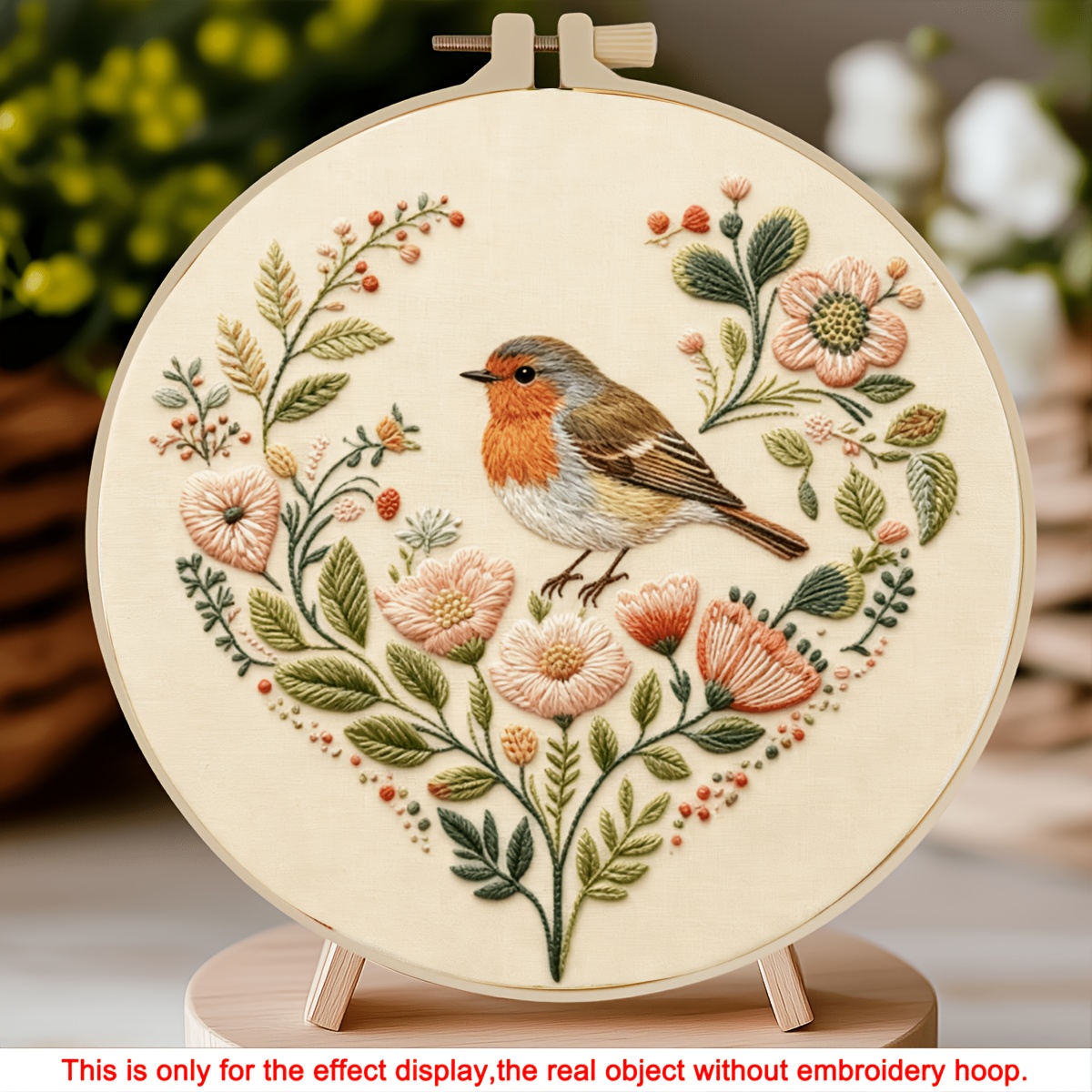 TEMU 1 Set Embroidery Kit, Birds On Branches Handcraft Material Pack Beginner Full , Bird, Home Decor Stress Relief Handmade Hanging Painting