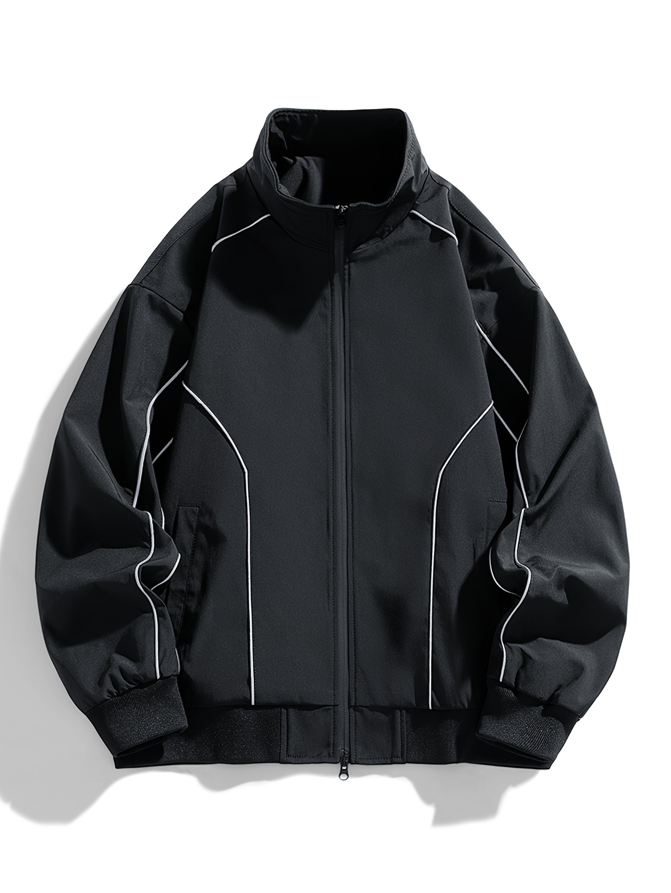 men's 2025 spring work jacket black stand collar zippered Temu