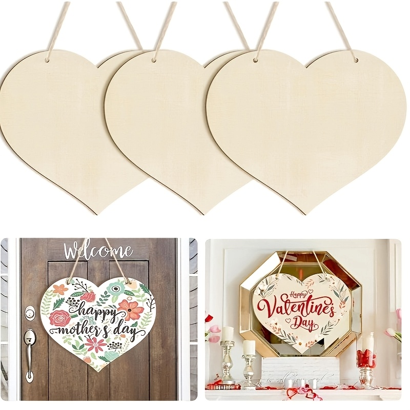 

2pcs Unfinished Wooden Heart Craft Blanks, Diy Wood Heart Plaques For Painting, Wooden Hanging Heart Cutouts, Wooden Heart Coasters, For Valentine's Day, Day, Door Welcome Sign & Decorations